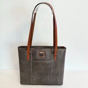 Dooney & Bourke Lexington Tote Grey Lizard Embossed Leather - EUC
